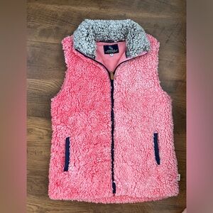 Simply Southern Pink Sherpa Vest with Gray Collar